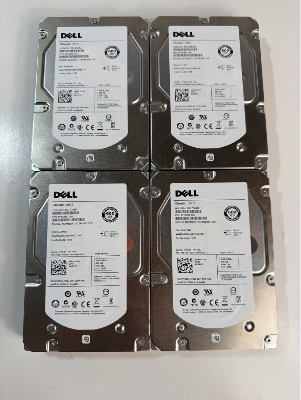 Dell SAS HDDs 6000GB (600GB x4) 15K for parts